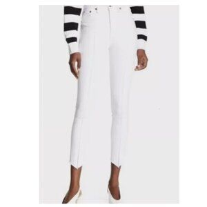 NWT Rag & Bone $225 High Rise Ankle Skinny Jeans In White Manson Size 25